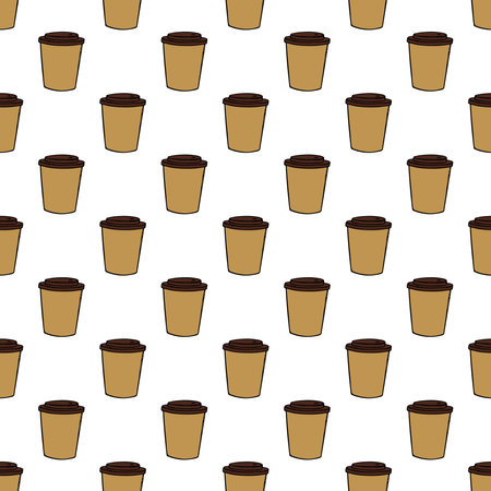Seamless pattern with cute cup of tea or coffee doodle for decorative print, wrapping paper, greeting cards, wallpaper and fabricのイラスト素材