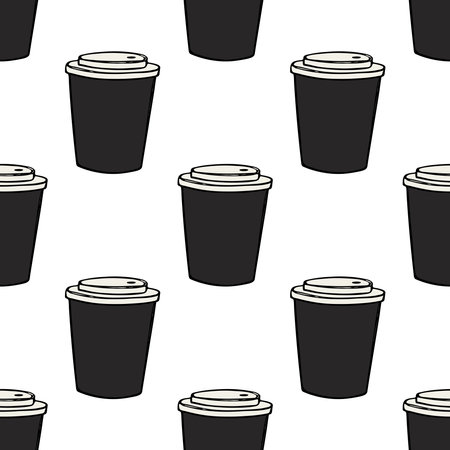 Seamless pattern with cute cup of tea or coffee doodle for decorative print, wrapping paper, greeting cards, wallpaper and fabricのイラスト素材