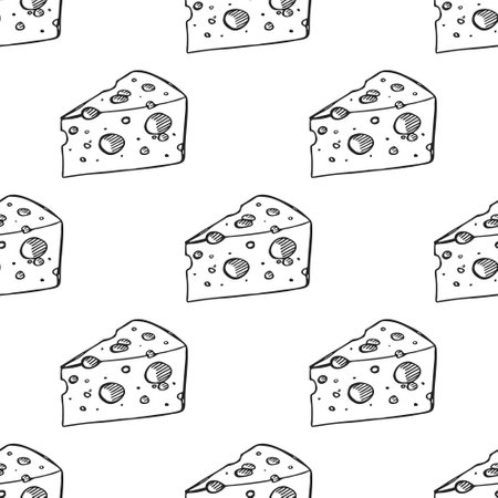 Seamless pattern with cheese doodle for decorative print, wrapping paper, greeting cards, wallpaper and fabricのイラスト素材