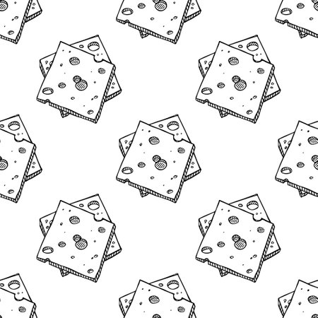 Seamless pattern with cheese doodle for decorative print, wrapping paper, greeting cards, wallpaper and fabricのイラスト素材