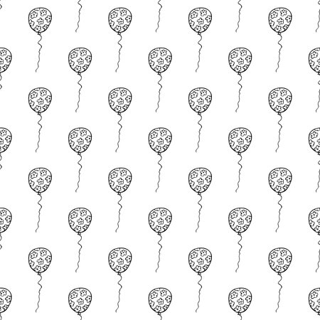 Holiday seamless pattern with flying balloon doodle for decorative print, wrapping paper, greeting cards, wallpaper and fabricのイラスト素材