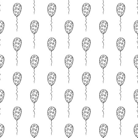 Holiday seamless pattern with flying balloon doodle for decorative print, wrapping paper, greeting cards, wallpaper and fabricのイラスト素材