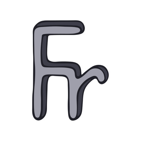 Hand drawn French franc currency symbol. Brush stroke doodle. Single element for designのイラスト素材