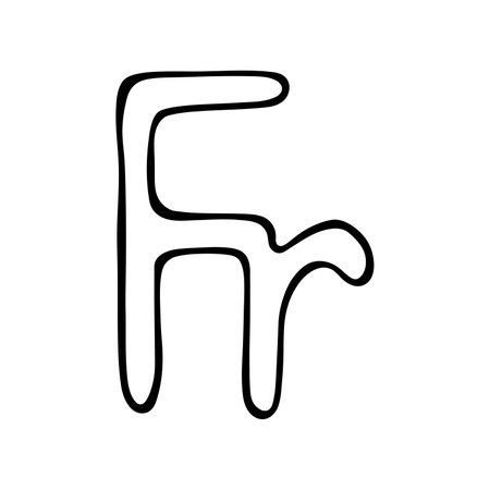 Hand drawn French franc currency symbol. Brush stroke doodle. Single element for designのイラスト素材