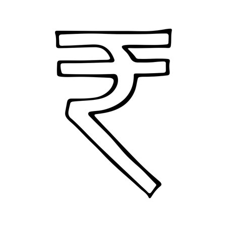 Hand drawn rupee currency symbol. Brush stroke doodle. Single element for designのイラスト素材