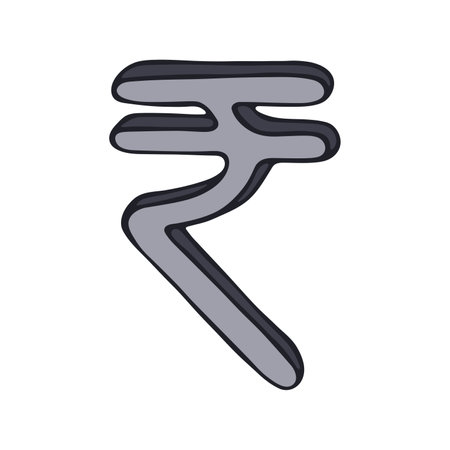 Hand drawn rupee currency symbol. Brush stroke doodle. Single element for designのイラスト素材