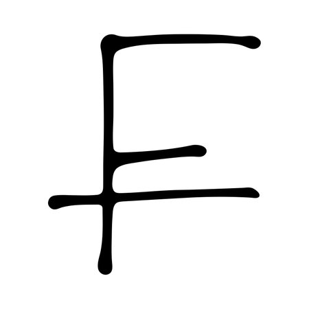 Hand drawn Swiss franc currency symbol. Brush stroke doodle. Single element for designのイラスト素材