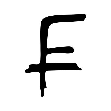 Hand drawn Swiss franc currency symbol. Brush stroke doodle. Single element for designのイラスト素材