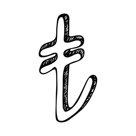 Hand drawn Turkish lira currency symbol. Brush stroke doodle. Single element for designのイラスト素材