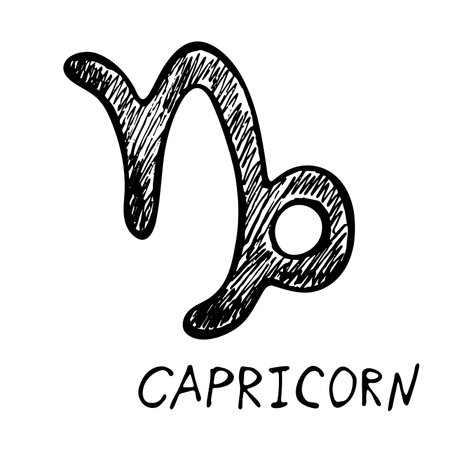 Hand drawn capricorn zodiac sign Esoteric symbol doodle Astrology clipart Element for designのイラスト素材