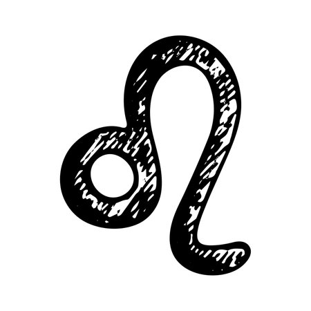 Hand drawn leo zodiac sign Esoteric symbol doodle Astrology clipart Element for designのイラスト素材