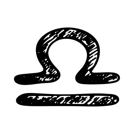 Hand drawn libra zodiac sign Esoteric symbol doodle Astrology clipart Element for designのイラスト素材