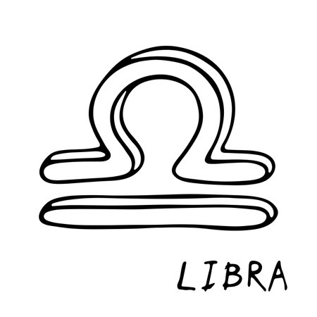 Hand drawn libra zodiac sign Esoteric symbol doodle Astrology clipart Element for designのイラスト素材