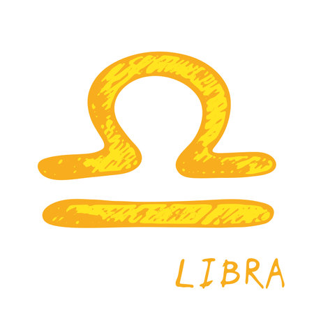 Hand drawn libra zodiac sign Esoteric symbol doodle Astrology clipart Element for designのイラスト素材