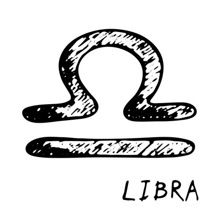 Hand drawn libra zodiac sign Esoteric symbol doodle Astrology clipart Element for designのイラスト素材