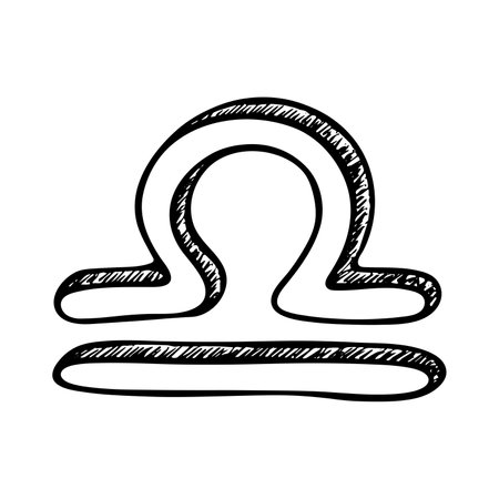 Hand drawn libra zodiac sign Esoteric symbol doodle Astrology clipart Element for designのイラスト素材