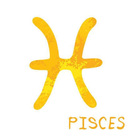 Hand drawn pisces zodiac sign Esoteric symbol doodle Astrology clipart Element for designのイラスト素材