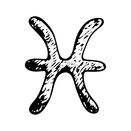 Hand drawn pisces zodiac sign Esoteric symbol doodle Astrology clipart Element for designのイラスト素材