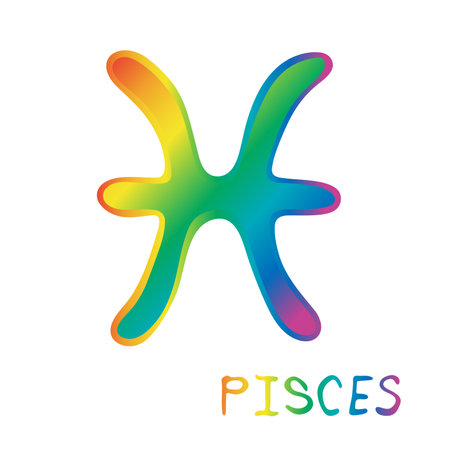 Hand drawn pisces zodiac sign Esoteric symbol doodle Astrology clipart Element for designのイラスト素材