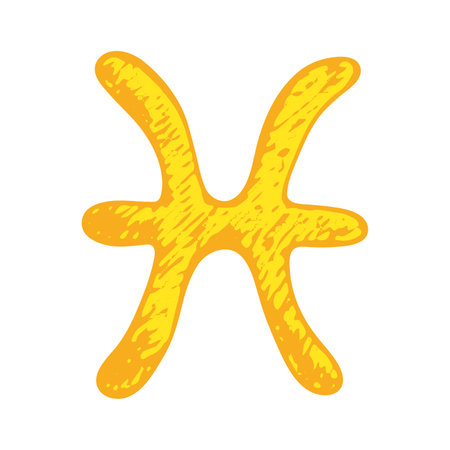 Hand drawn pisces zodiac sign Esoteric symbol doodle Astrology clipart Element for designのイラスト素材