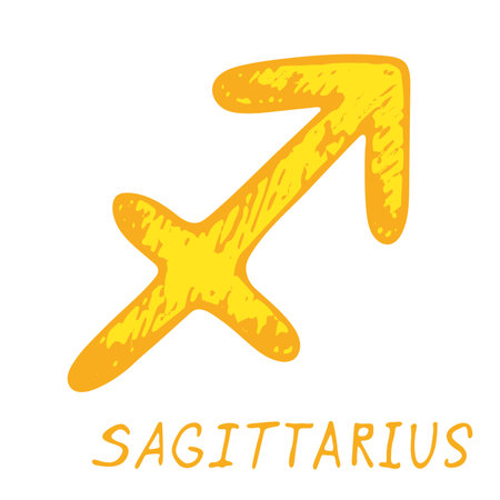 Hand drawn sagittarius zodiac sign Esoteric symbol doodle Astrology clipart Element for designのイラスト素材
