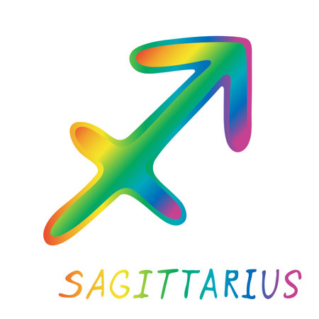 Hand drawn sagittarius zodiac sign Esoteric symbol doodle Astrology clipart Element for designのイラスト素材
