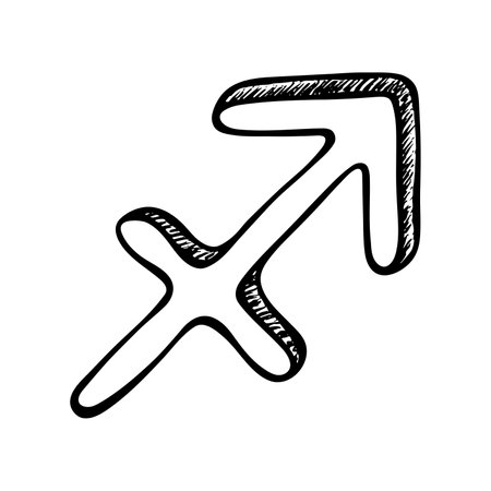Hand drawn sagittarius zodiac sign Esoteric symbol doodle Astrology clipart Element for designのイラスト素材
