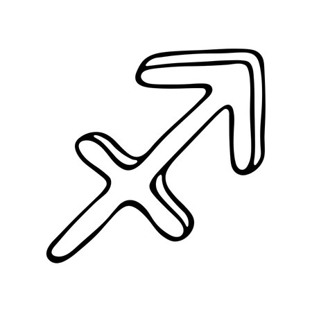 Hand drawn sagittarius zodiac sign Esoteric symbol doodle Astrology clipart Element for designのイラスト素材