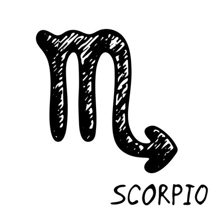 Hand drawn scorpio zodiac sign Esoteric symbol doodle Astrology clipart Element for designのイラスト素材
