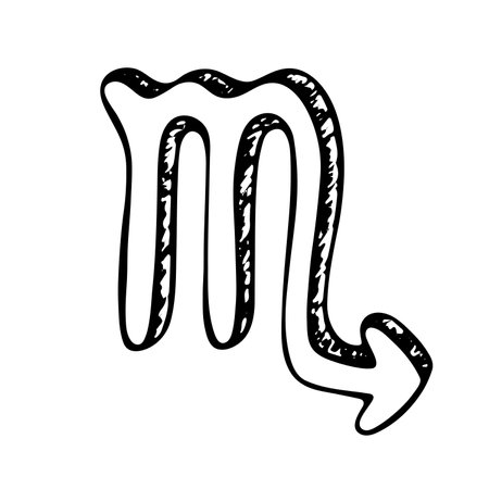 Hand drawn scorpio zodiac sign Esoteric symbol doodle Astrology clipart Element for designのイラスト素材