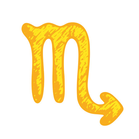 Hand drawn scorpio zodiac sign Esoteric symbol doodle Astrology clipart Element for designのイラスト素材