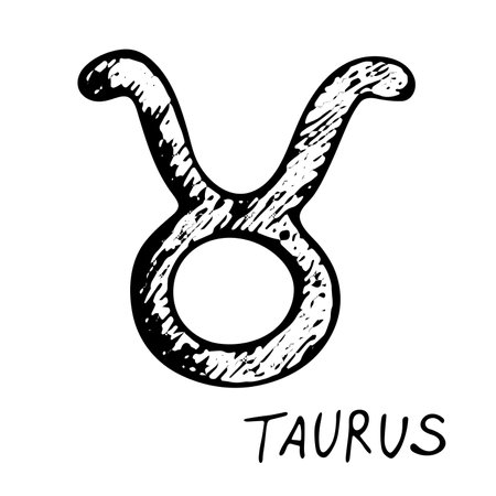 Hand drawn taurus zodiac sign Esoteric symbol doodle Astrology clipart Element for designのイラスト素材