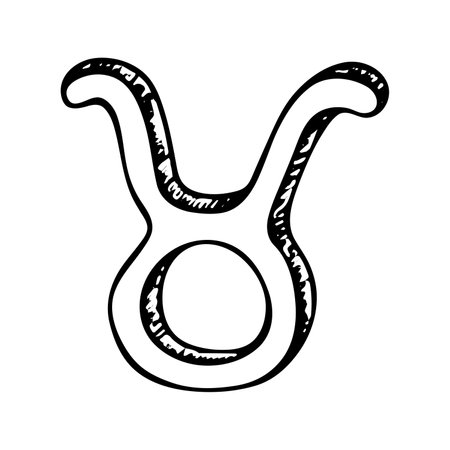 Hand drawn taurus zodiac sign Esoteric symbol doodle Astrology clipart Element for designのイラスト素材