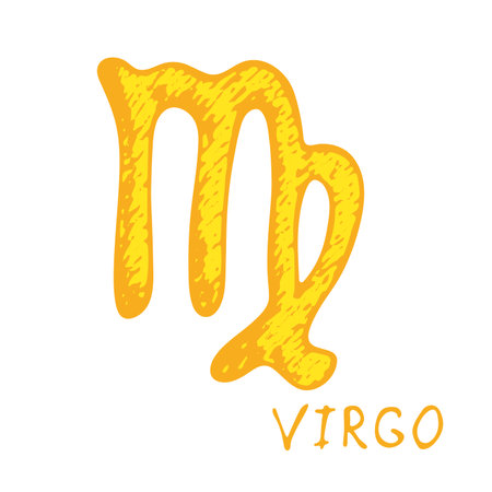 Hand drawn virgo zodiac sign Esoteric symbol doodle Astrology clipart Element for designのイラスト素材