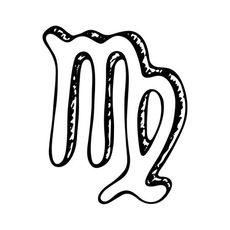 Hand drawn virgo zodiac sign Esoteric symbol doodle Astrology clipart Element for designのイラスト素材