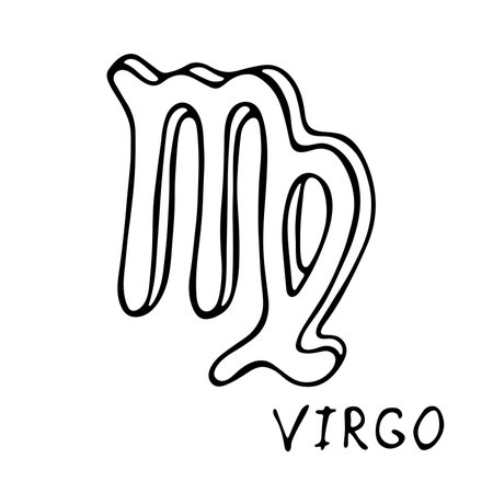 Hand drawn virgo zodiac sign Esoteric symbol doodle Astrology clipart Element for designのイラスト素材
