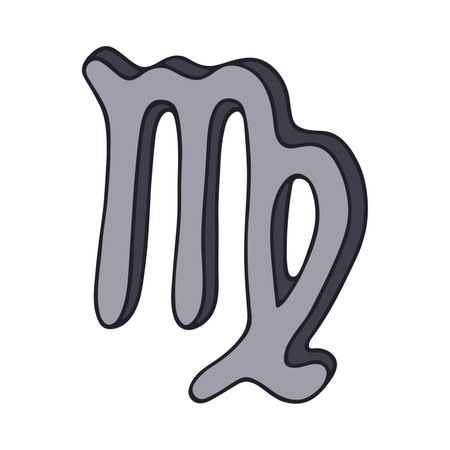 Hand drawn virgo zodiac sign Esoteric symbol doodle Astrology clipart Element for designのイラスト素材