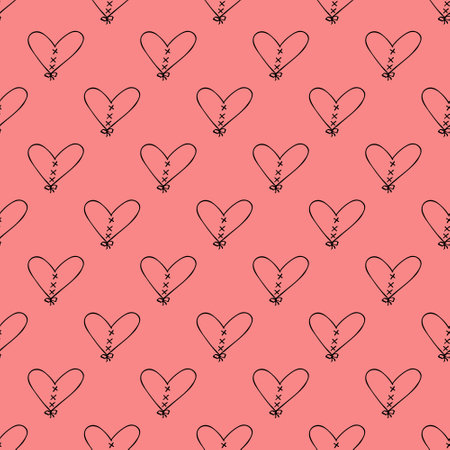 Seamless pattern with hand drawn heart doodle for decorative print, wrapping paper, greeting cards and fabricのイラスト素材