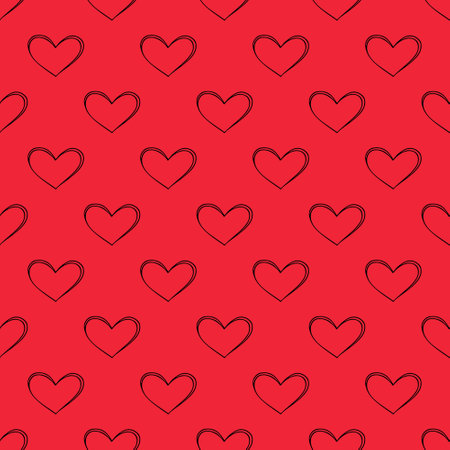 Seamless pattern with hand drawn heart doodle for decorative print, wrapping paper, greeting cards and fabricのイラスト素材