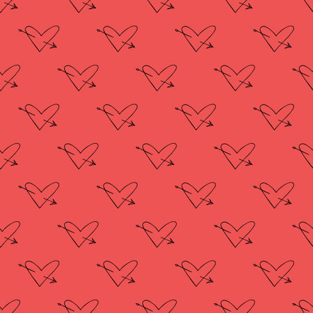 Seamless pattern with hand drawn heart doodle for decorative print, wrapping paper, greeting cards...
