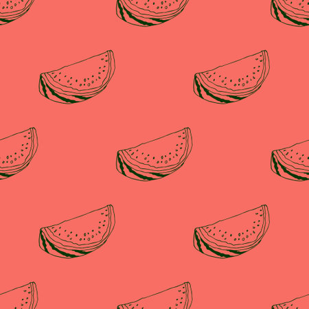 Seamless pattern with watermelon doodle for decorative print, wrapping paper, greeting cards,...