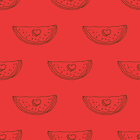 Seamless pattern with watermelon doodle for decorative print, wrapping paper, greeting cards, wallpaper and fabricのイラスト素材