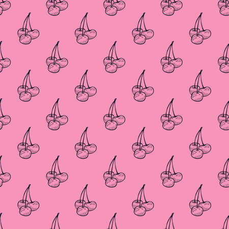 Seamless pattern with cherry doodle for decorative print, wrapping paper, greeting cards, wallpaper...