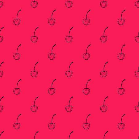 Seamless pattern with cherry doodle for decorative print, wrapping paper, greeting cards, wallpaper and fabricのイラスト素材