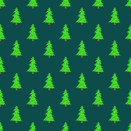 Seamless pattern with geometric minimal scandinavian Christmas tree doodle for decorative print, wrapping paper, greeting cards and fabricのイラスト素材