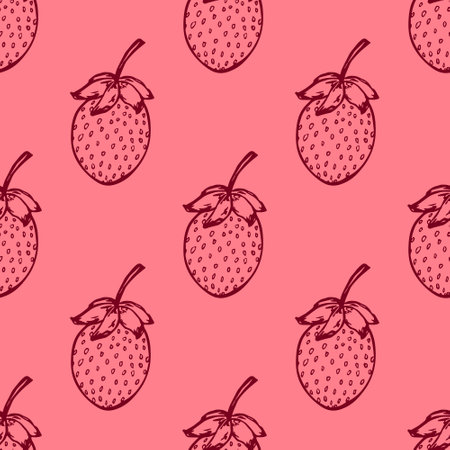 Seamless pattern with strawberry doodle for decorative print, wrapping paper, greeting cards, wallpaper and fabricのイラスト素材