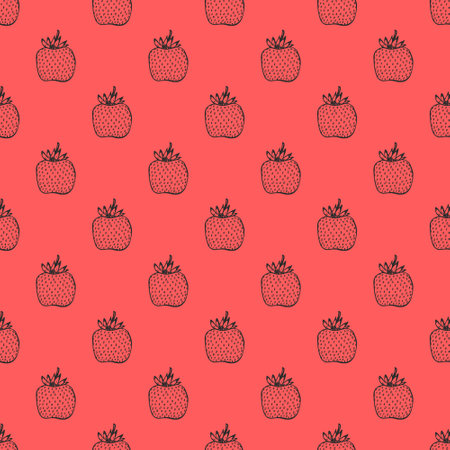 Seamless pattern with strawberry doodle for decorative print, wrapping paper, greeting cards, wallpaper and fabricのイラスト素材