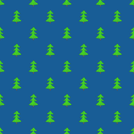 Seamless pattern with geometric minimal scandinavian Christmas tree doodle for decorative print, wrapping paper, greeting cards and fabricのイラスト素材