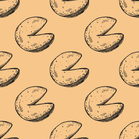 Seamless pattern with fortune cookies for decorative print, wrapping paper, greeting cards, wallpaper and fabricのイラスト素材
