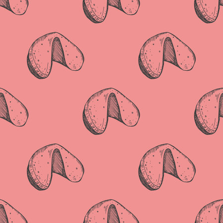 Seamless pattern with fortune cookies for decorative print, wrapping paper, greeting cards, wallpaper and fabricのイラスト素材